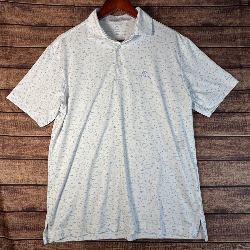 Rhoback Mens "The First Tee" Performance Polo Shirt Size M White Stained